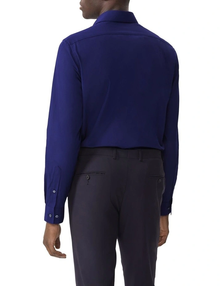 Plain Poplin Long Sleeve Business Shirt Navy image 2