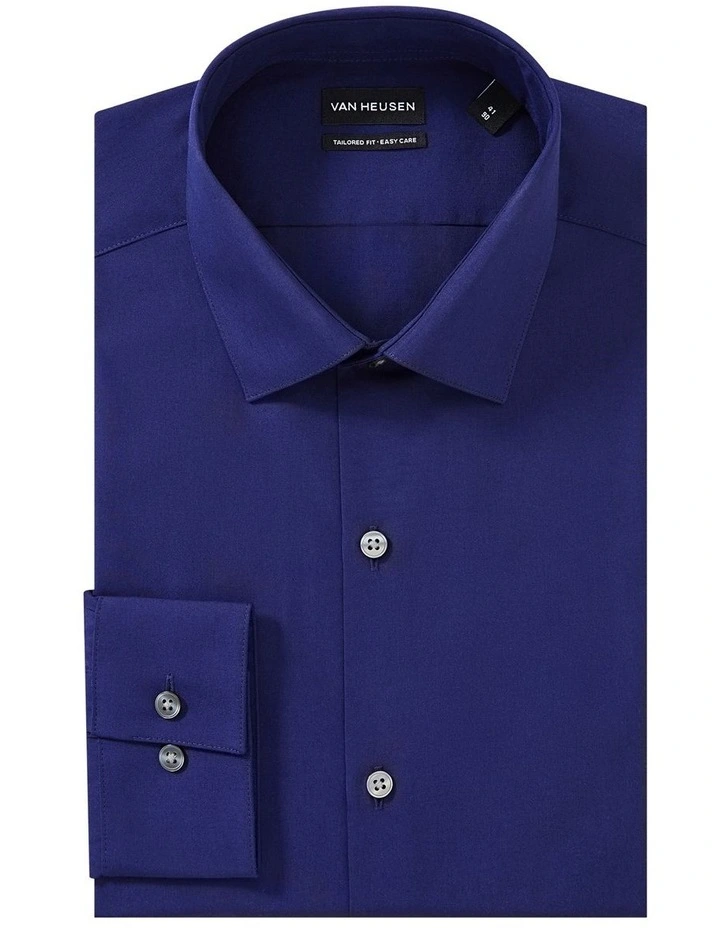 Plain Poplin Long Sleeve Business Shirt Navy image 3