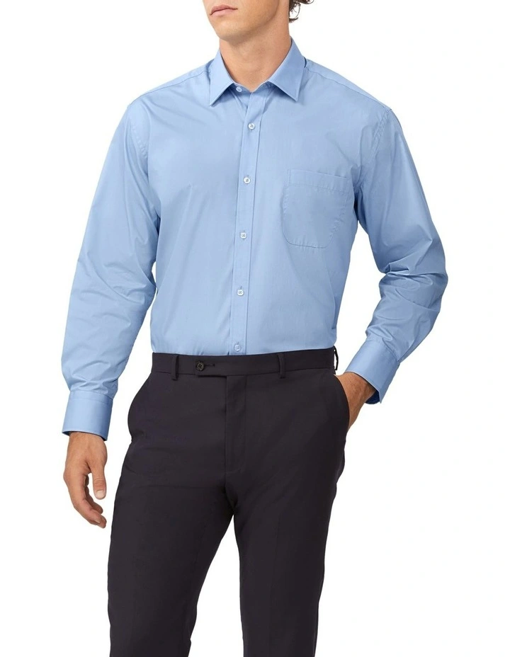 Plain Classic Long Sleeve Business Shirt Sky Blue image 1