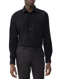 Cotton Long Sleeve Business Shirt in Black