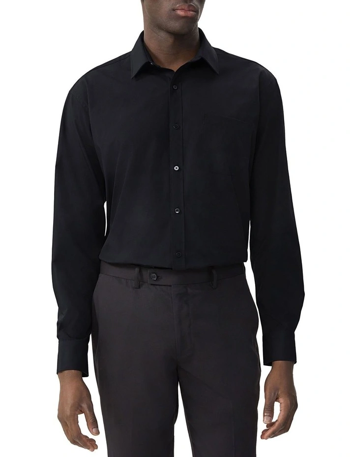 Cotton Long Sleeve Business Shirt in Black image 1