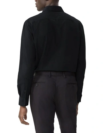 Cotton Long Sleeve Business Shirt in Black