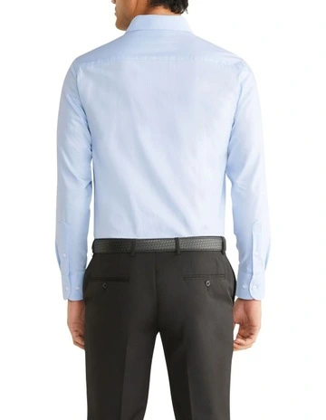 Slim Long Sleeve Plain Jumbo Twill Business Shirt in Sky