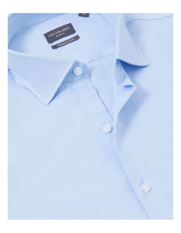 Slim Long Sleeve Plain Jumbo Twill Business Shirt in Sky image 4