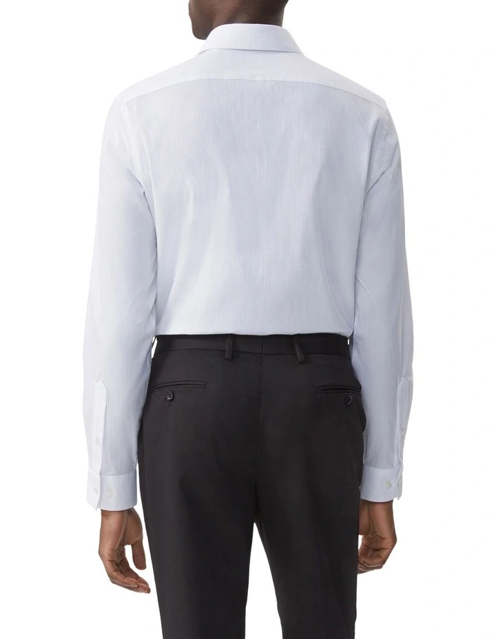 Herringbone Long Sleeve Business Shirt in White image 2