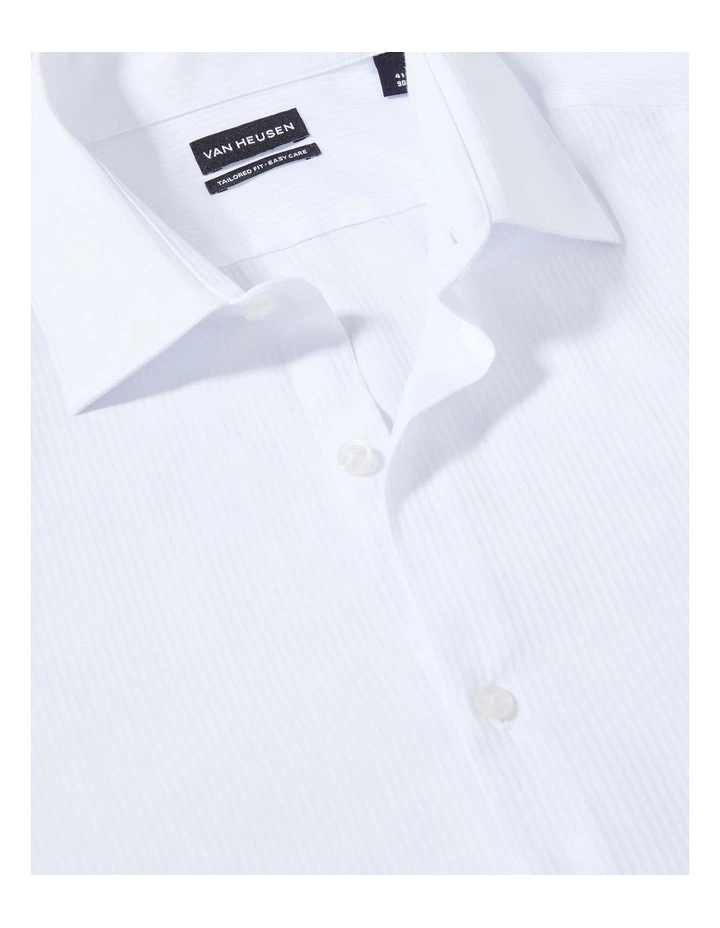 Herringbone Long Sleeve Business Shirt in White image 4