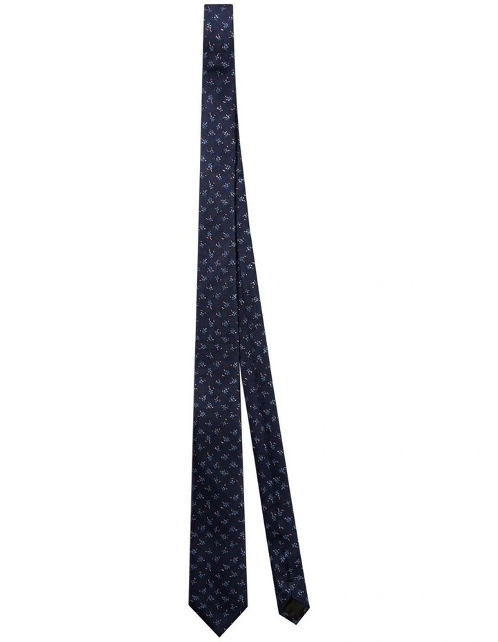 Tie FLORAL  Navy image 1