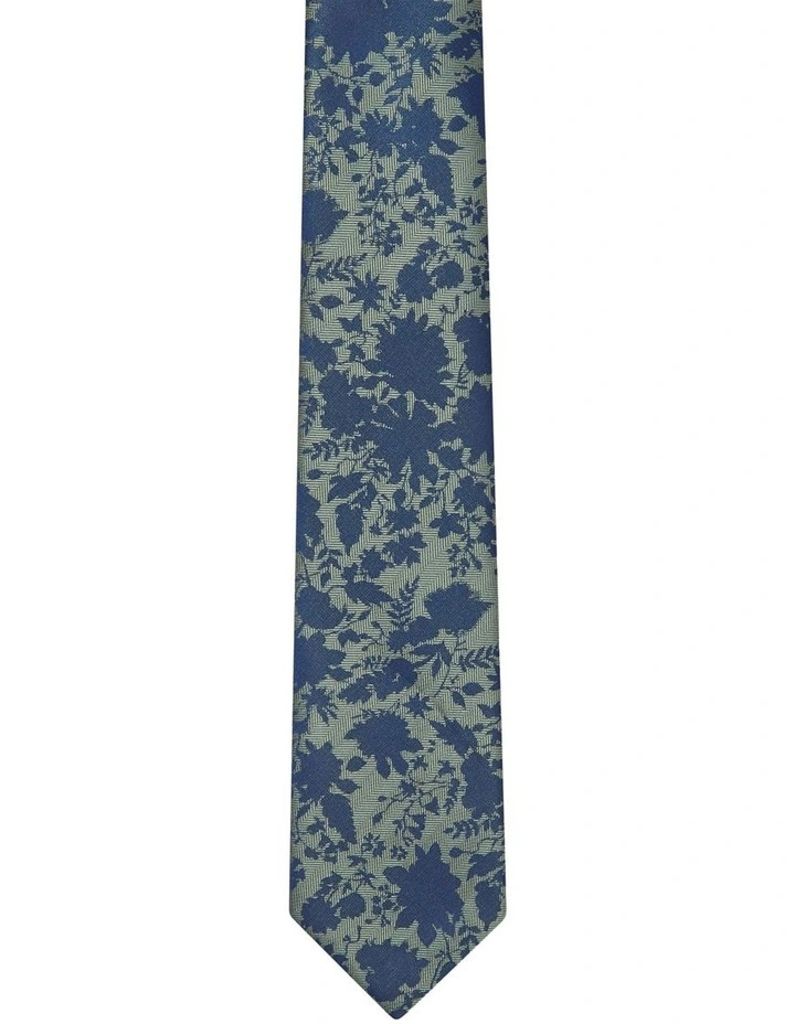 Dark Floral Tie in Green image 1