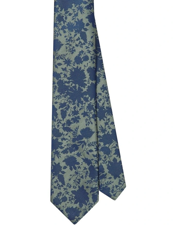 Dark Floral Tie in Green image 2