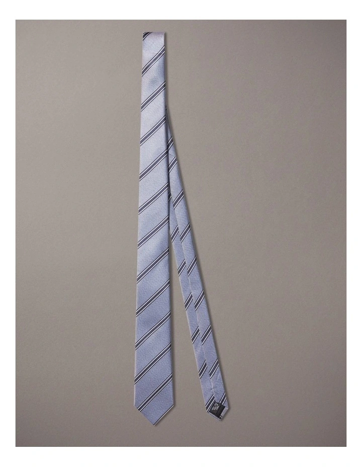 Stripe Silk Tie in Navy image 1
