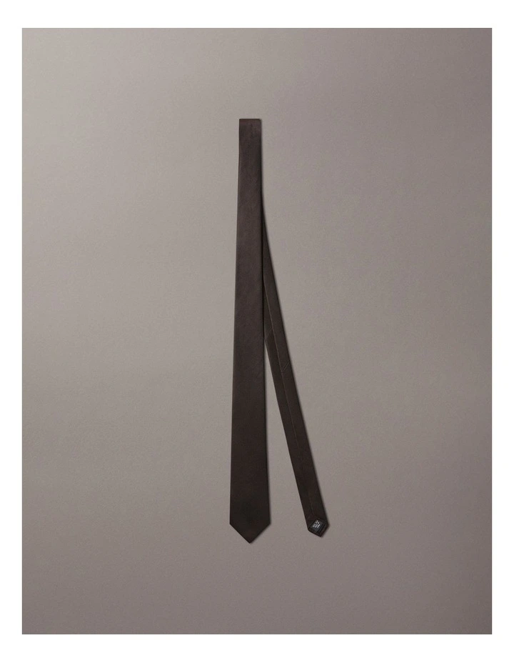 Plain Silk Tie in Brown image 1