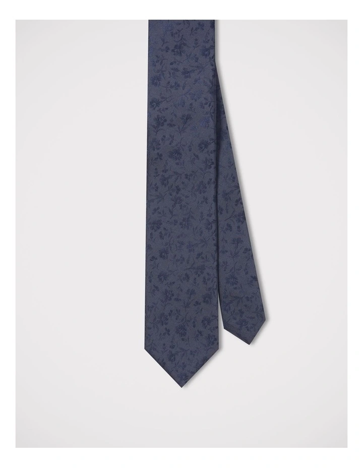 Tonal Floral Tie in Navy image 2