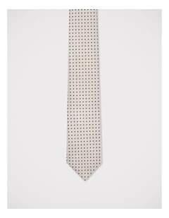 Dot Print Tie in Beige