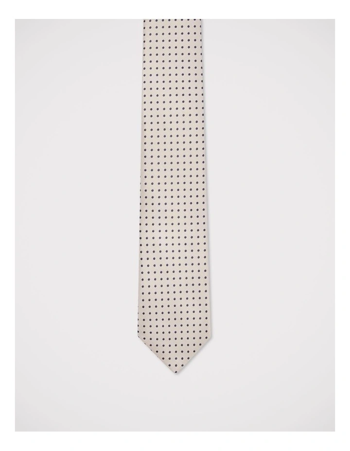 Dot Print Tie in Beige image 1