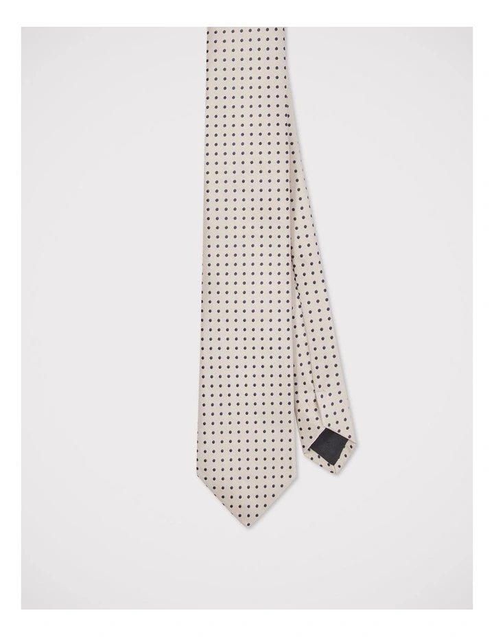Dot Print Tie in Beige image 2
