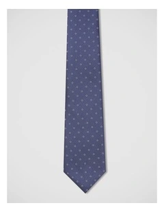 Dot Print Tie in Navy