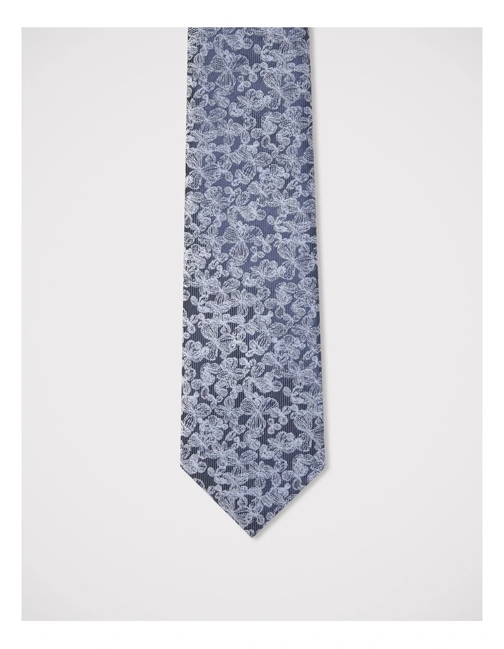 Textured Floral Tie in Navy image 1