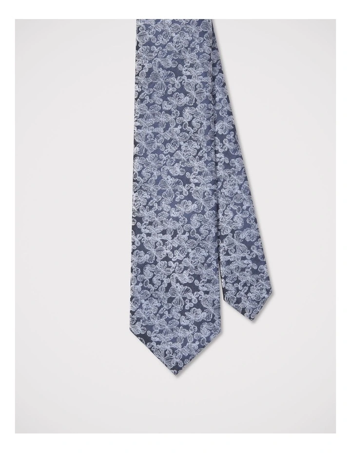 Textured Floral Tie in Navy image 2