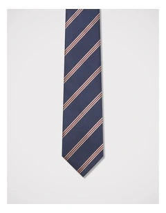 Diagonal Stripe Tie in Navy