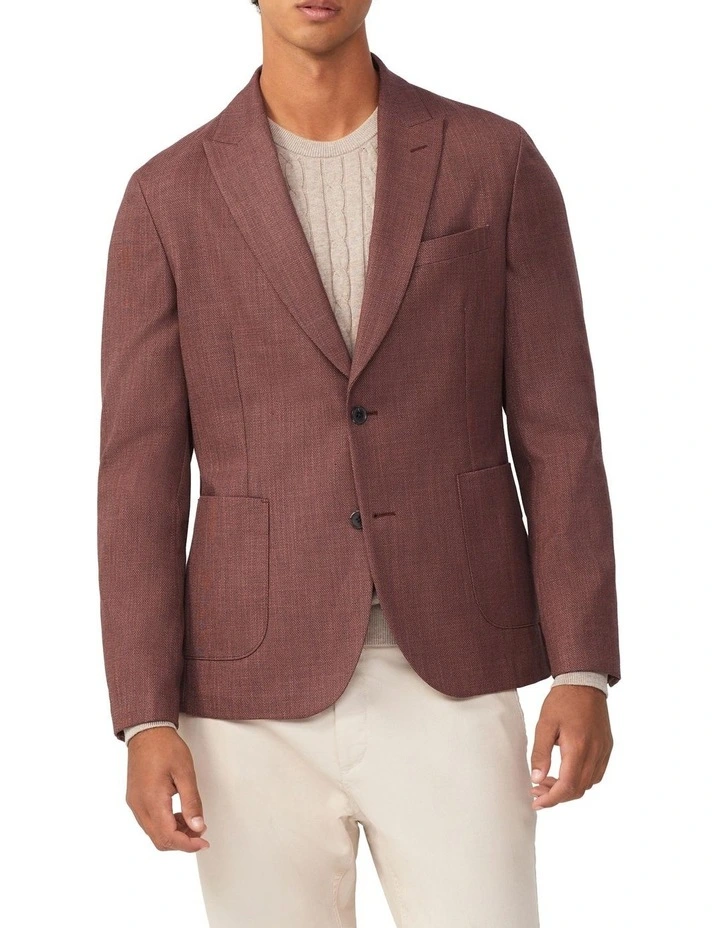SLIM BLAZER TEXTURED SLUB RED image 1