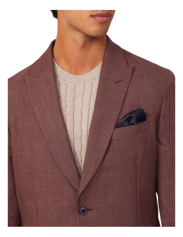 SLIM BLAZER TEXTURED SLUB RED image 3