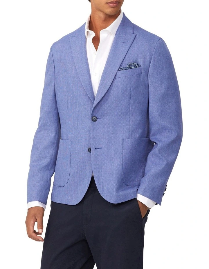 Slim Blazer Textured Slub in Sky image 1