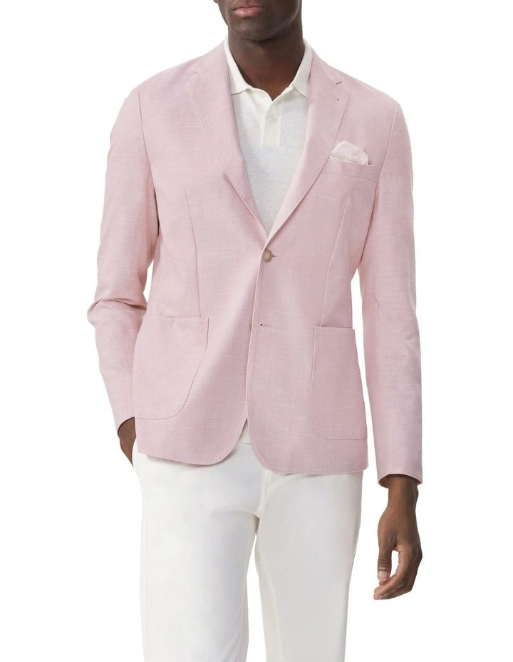 Linen Cotton Slim Blazer in Pink image 1