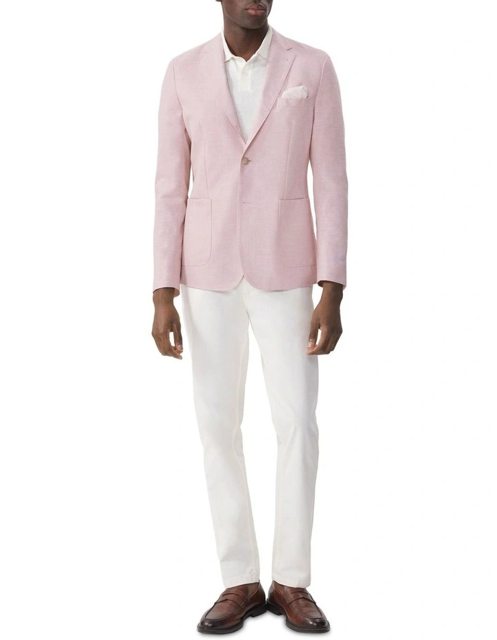 Linen Cotton Slim Blazer in Pink image 2