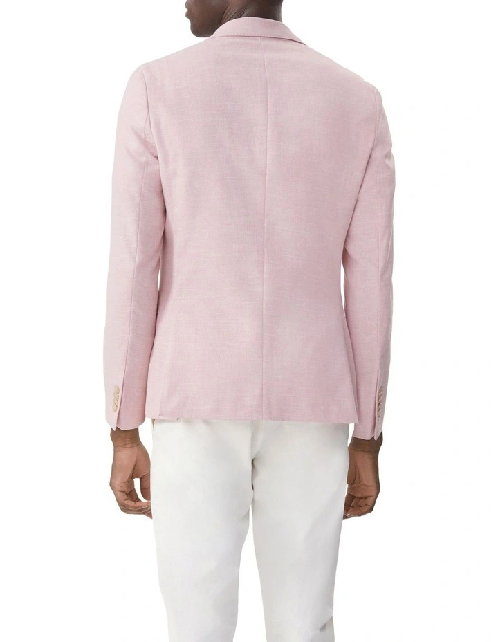 Linen Cotton Slim Blazer in Pink image 3