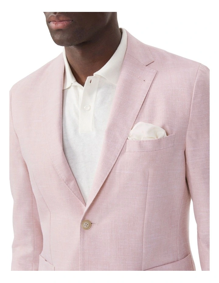 Linen Cotton Slim Blazer in Pink image 4