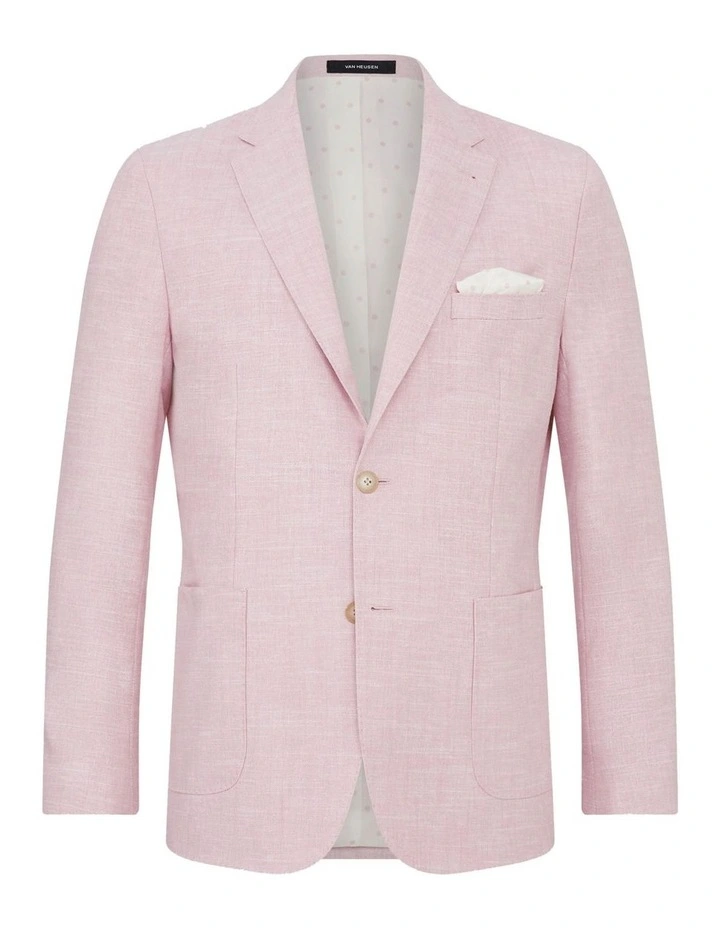 Linen Cotton Slim Blazer in Pink image 5