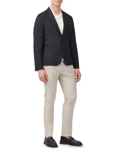 Textured Slub Slim Blazer in Black