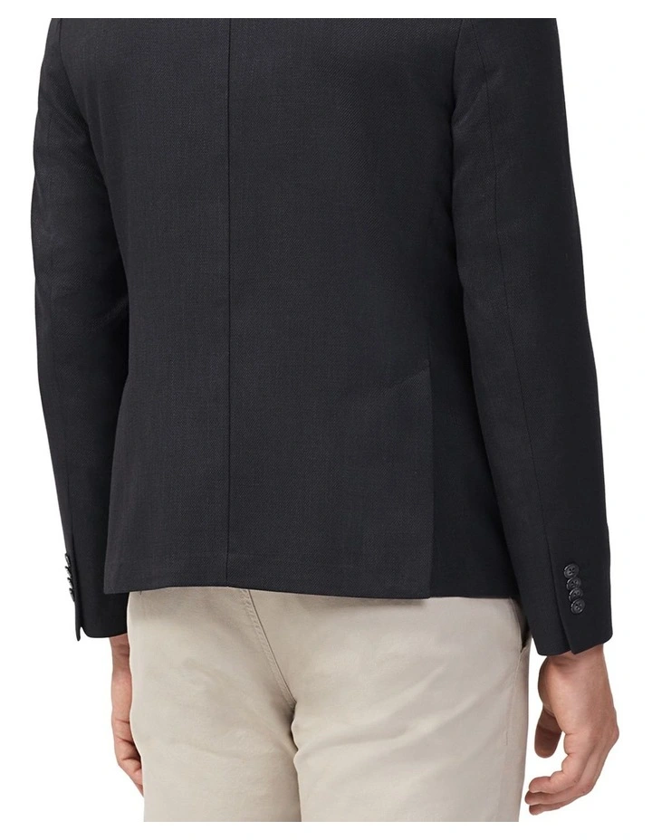 Textured Slub Slim Blazer in Black image 3