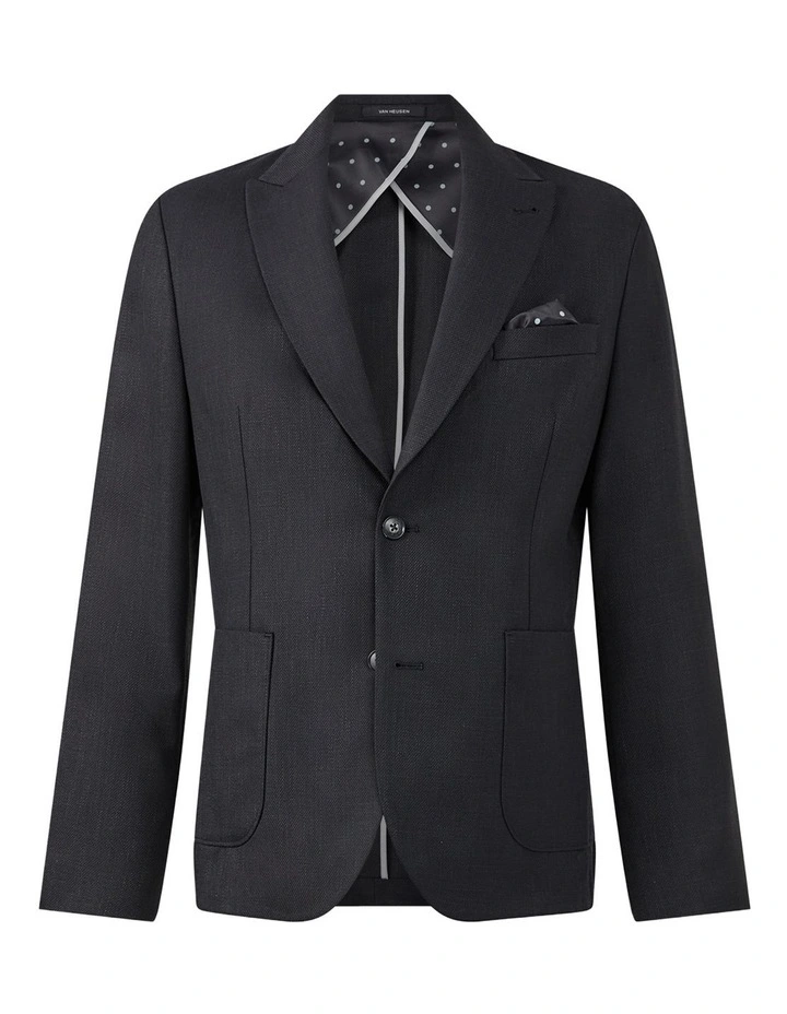 Textured Slub Slim Blazer in Black image 5