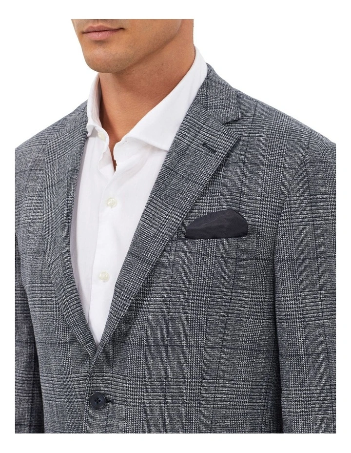 Slub Check Blazer in Navy Marle image 3