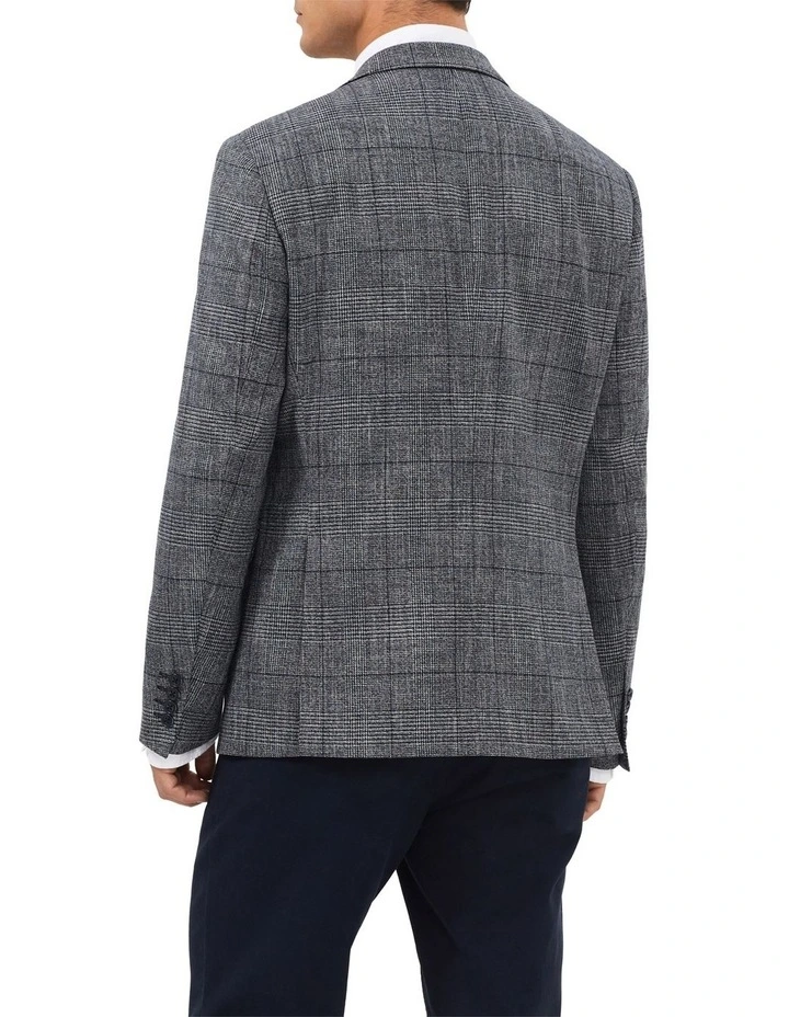 Slub Check Blazer in Navy Marle image 4
