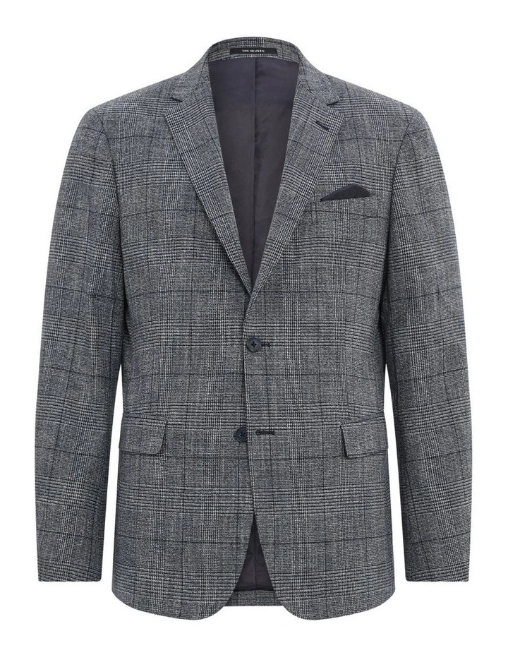 Slub Check Blazer in Navy Marle image 5