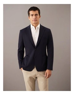 Micro-Waffle Stretch Blazer in Navy