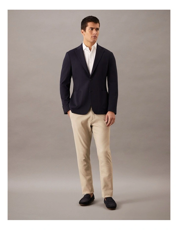 Micro-Waffle Stretch Blazer in Navy image 2
