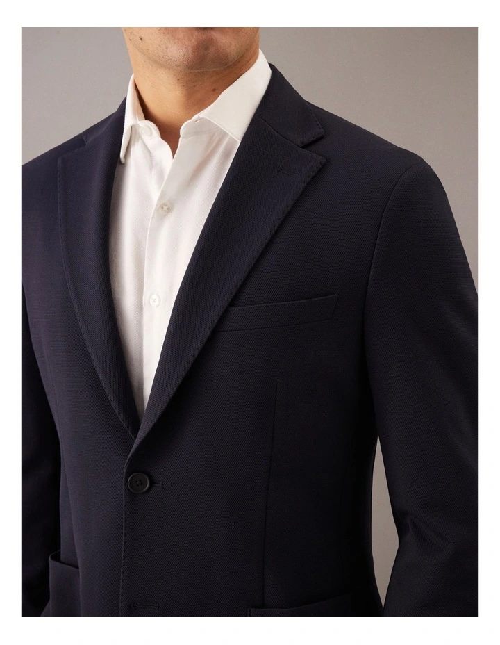 Micro-Waffle Stretch Blazer in Navy image 3