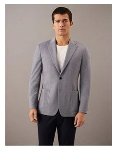 Micro-Waffle Stretch Blazer in Sky