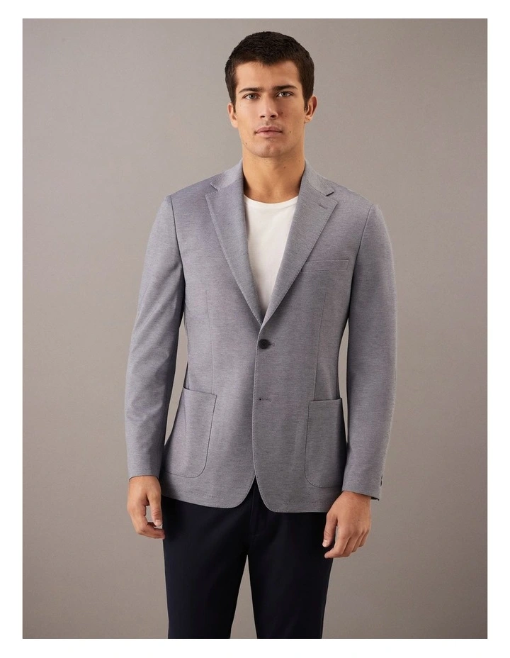 Micro-Waffle Stretch Blazer in Sky image 1