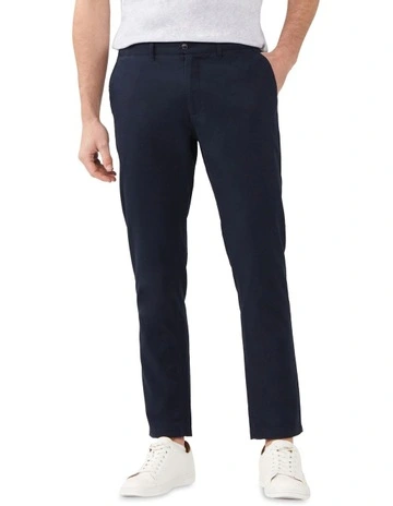 Slim Brushed Oxford Trouser in Navy