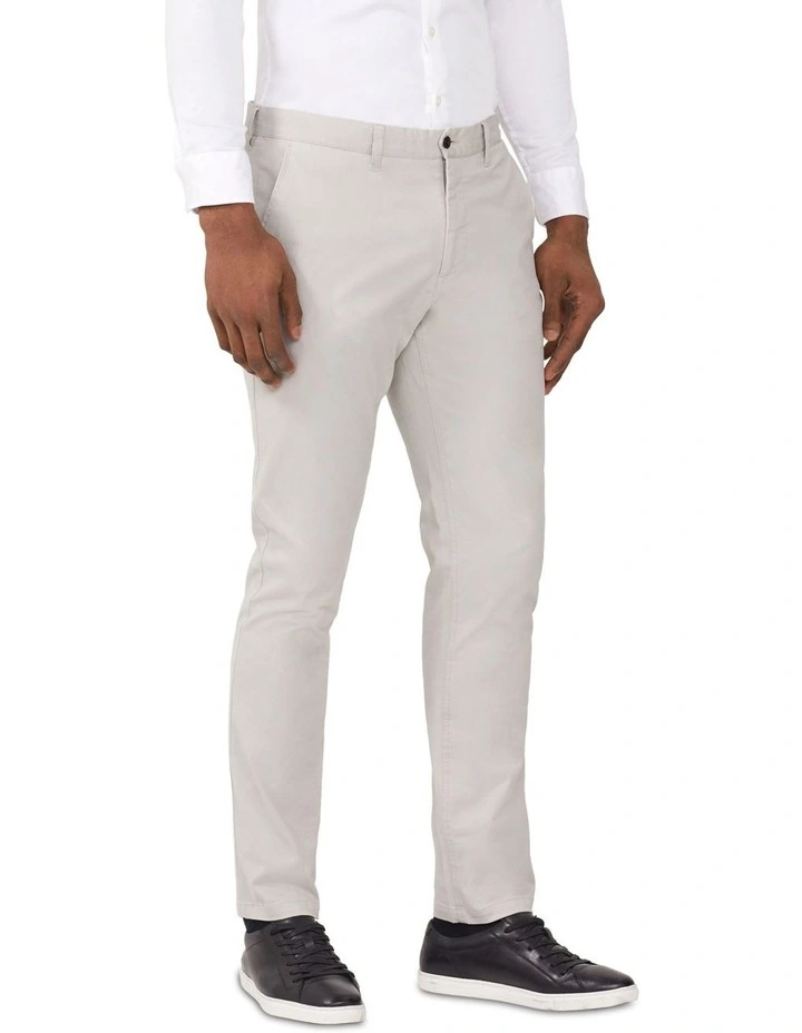 Slim Peach Twill Chino in Grey image 1