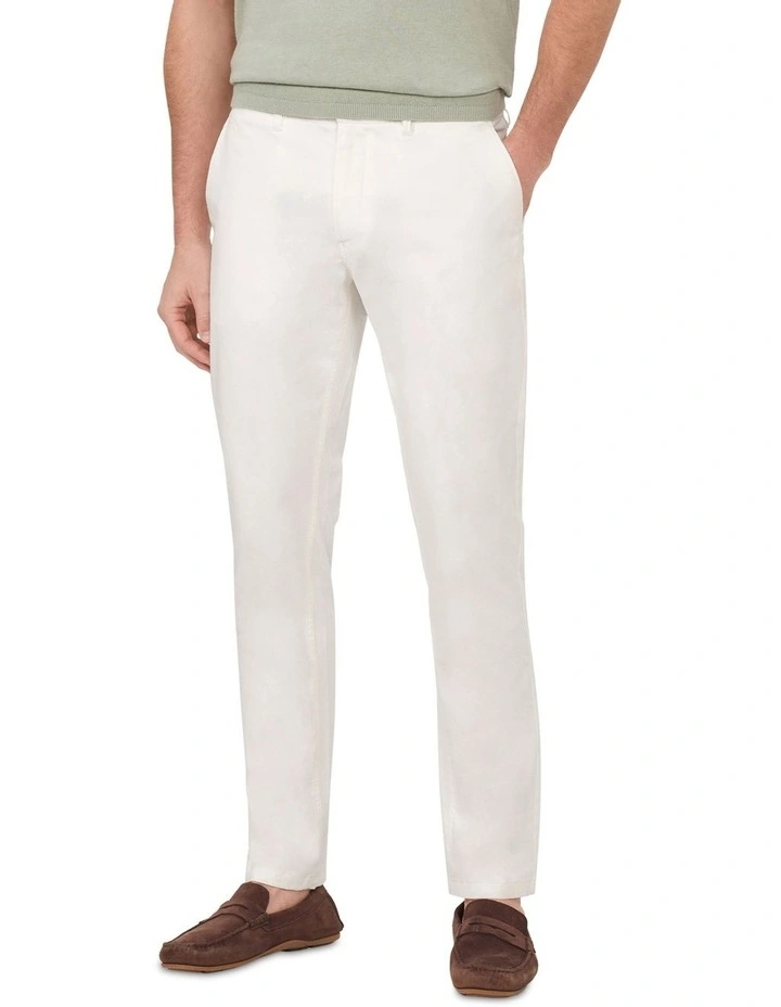 Slim Chino Peach Twill in White image 1