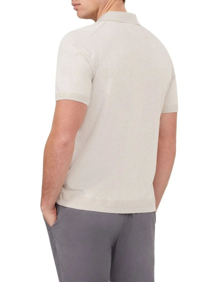 Cotton Silk Slim Knit Shirt in Oatmilk image 2