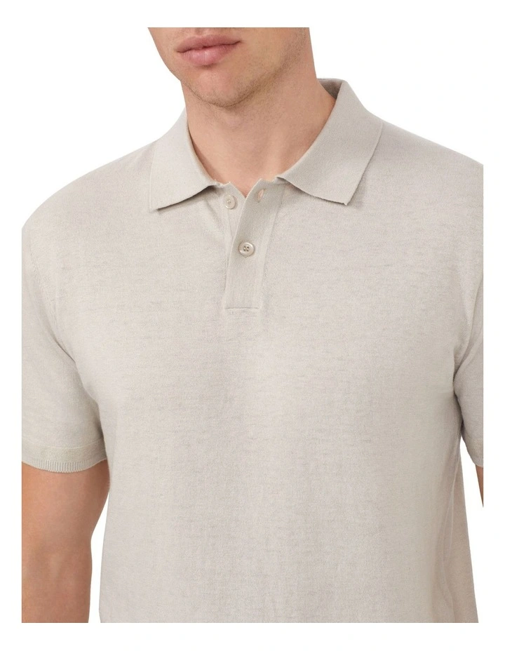 Cotton Silk Slim Knit Shirt in Oatmilk image 3