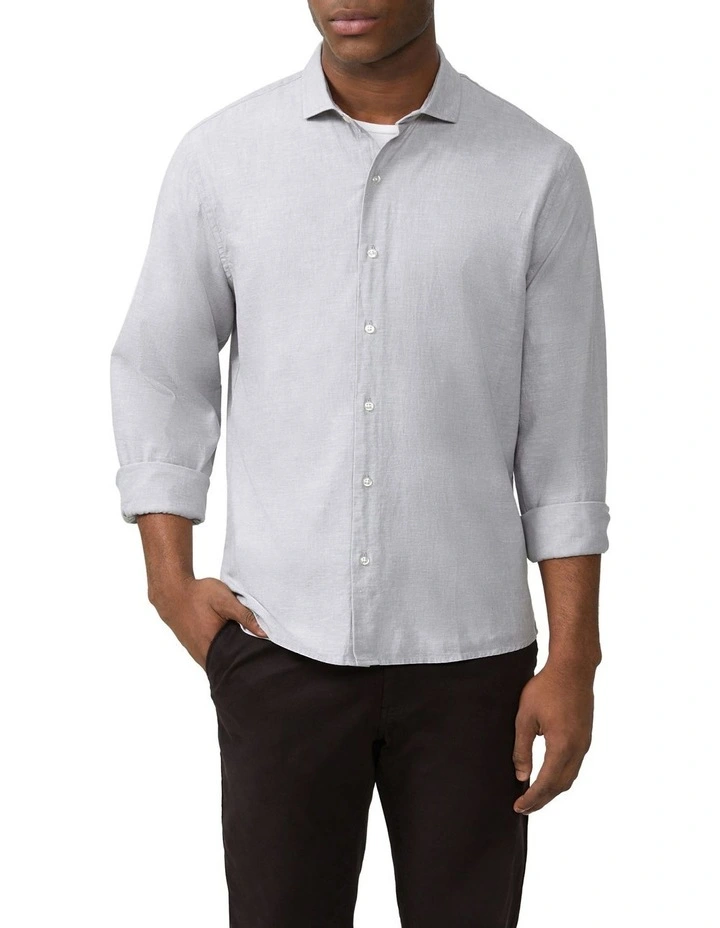 Linen Cotton Blend Shirt in Grey image 1
