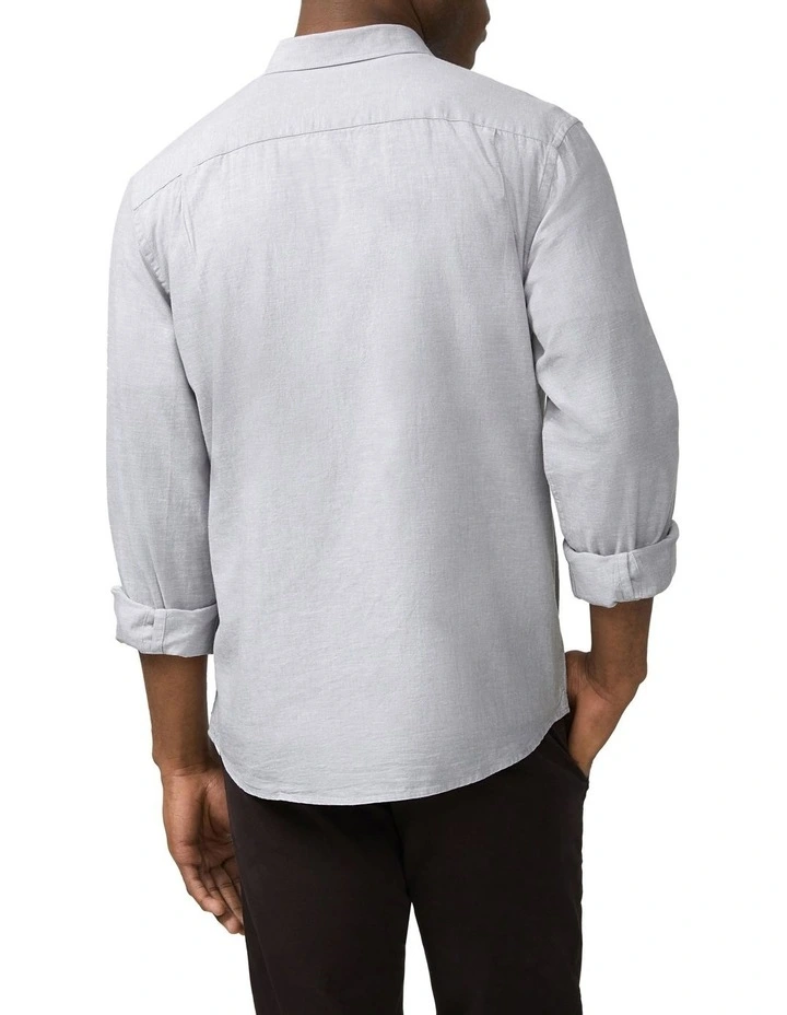Linen Cotton Blend Shirt in Grey image 2