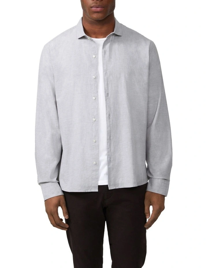 Linen Cotton Blend Shirt in Grey image 3